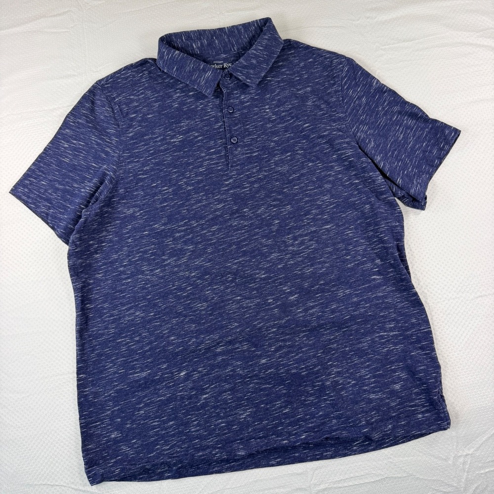 Hawker Rye Mens XXL Blue Space Dye Polo Shirt Short Sleeve Slim Fit Cotton Casua